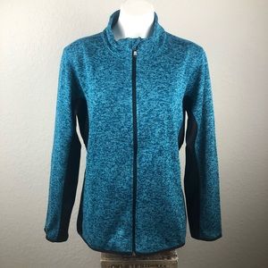 Teal Knit Zip Up Jacket